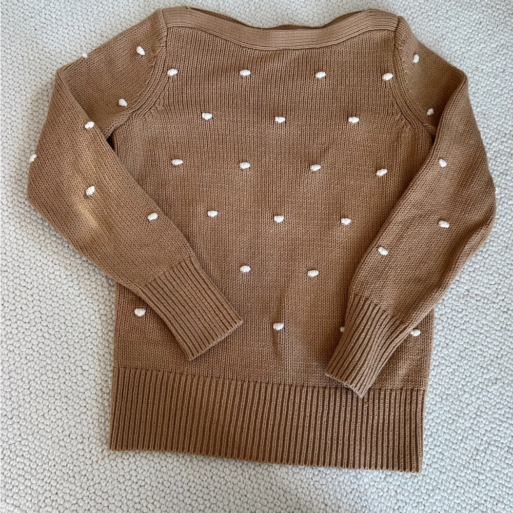 LOFT Tan Sweater with White Dots